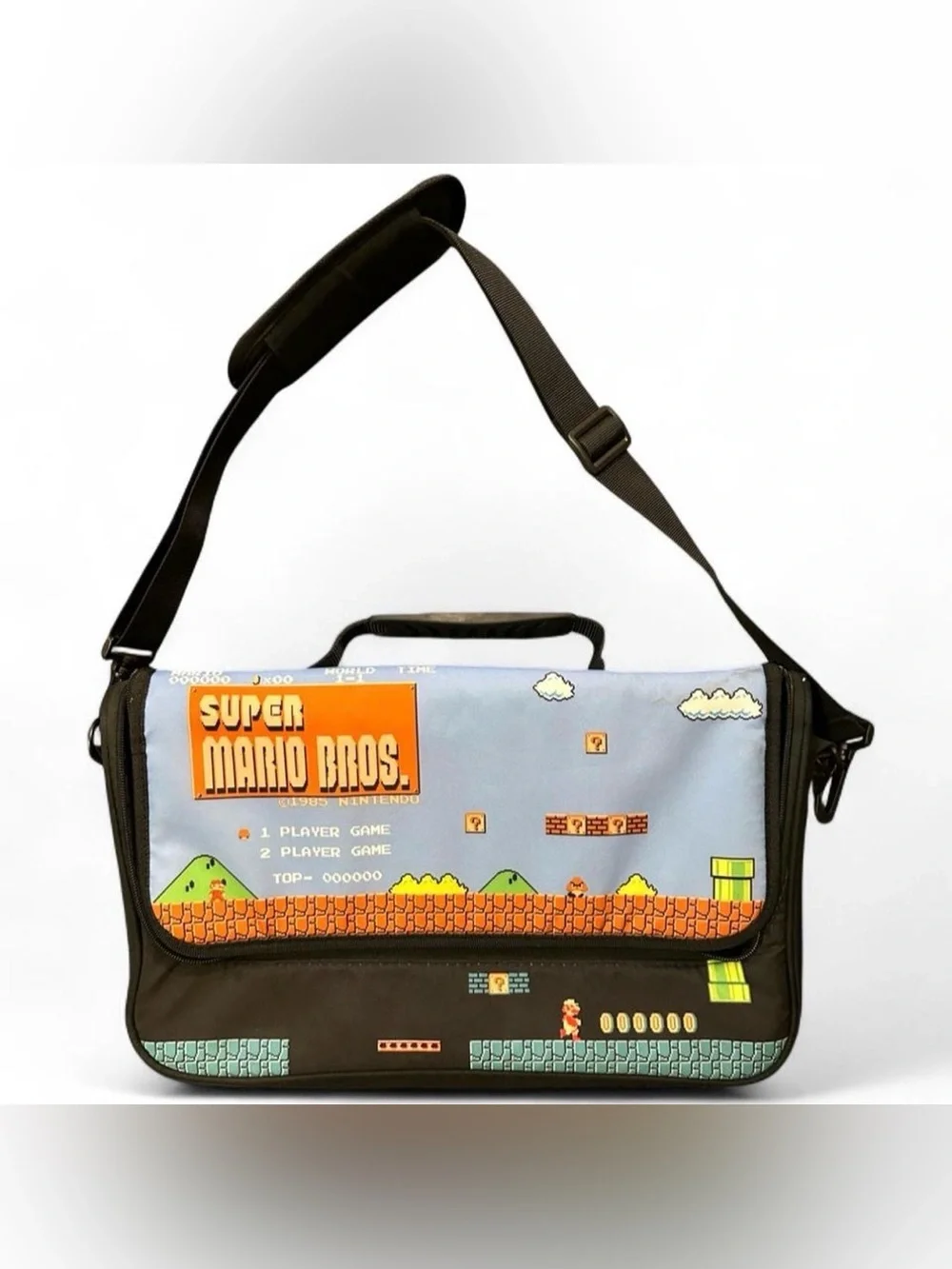 Kids Super Mario Bros. Messenger Bag in Light Blue and Brown